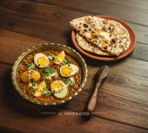 Egg Curry + Tandoori Butter Roti (2 pieces)