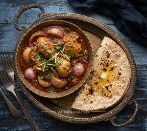 Chicken Do Pyaza (1 Plate) + Butter Roti (1 piece)