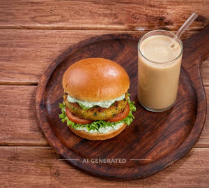 Aloo Patty Burger + Cold Coffee ( Milky & Sweet )