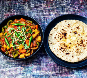 Veg Jhal Frezi + Tawa Roti (1 piece)