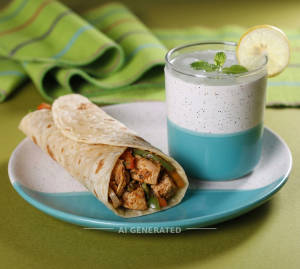 Chicken roll + Nimbu Pani