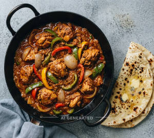 Kadhai chicken + Tandoori butter roti (2 pieces)