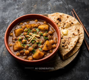 Aloo Chhole + Tawa Roti (2 pieces)