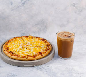 Cheese Corn Pizza + Cold Coffee