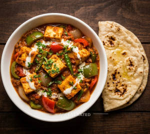 Kadhai paneer + Butter roti (2 pieces)