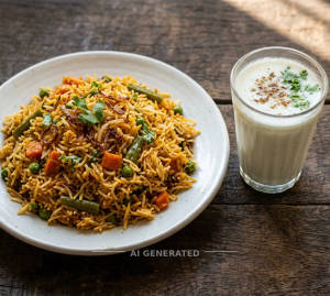 Veg Biryani + Butter Milk