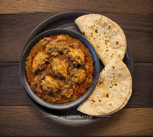 Chicken Curry + Tawa Roti (2 pieces)