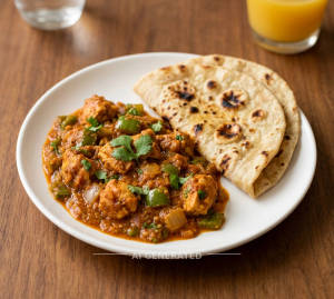 Kadhai chicken + Plain tandoori roti (2 pieces)