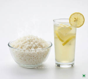 Steam rice + Nimbu Pani