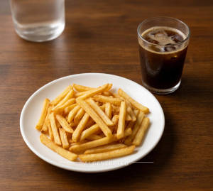 Plane French Fries + Plain Cold Coffee