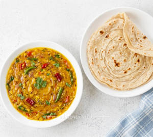 Dal Fry + Sadhu Roti Plain (Padwali Rotli) (1 piece)