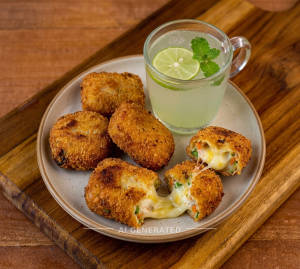 Veg Cheese Nugget (6Pieces) + Fresh Lime Juice