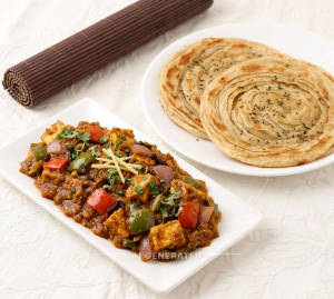 Paneer Kadai Masala + 2Lachha Paratha