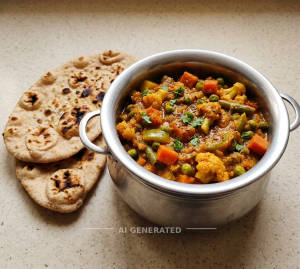 Mix Veg + Tandoori Roti (2 Pieces)   