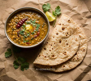 Dal Fry + Tawa Roti (2 Pieces)                           