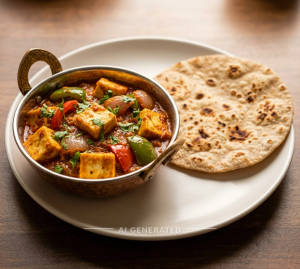 Kadhai Paneer + Tawa Roti (1 piece)