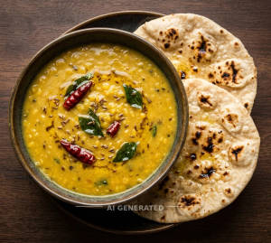 Dal jeera + Tandoori roti plain (2 pieces)
