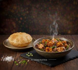 Chilli Paneer Gravy + Plain Poori (1 Piece)