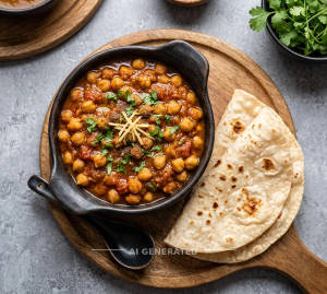 Chana Masala [Pure Desi Ghee] + Plain Roti (2 pieces)