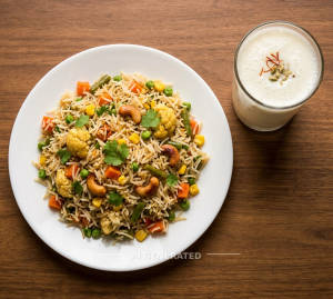 Veg Pulao + Salted Lassi