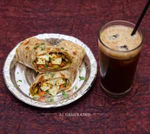 Veg Cheese Paneer Roll + Cold Coffe