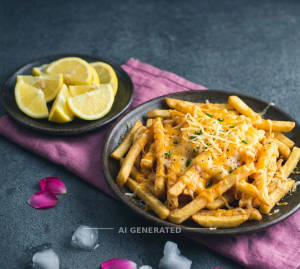 Cheese Loaded French Fries + Fresh lemon