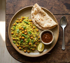 Chana Poha + Phulka (2 Pieces)