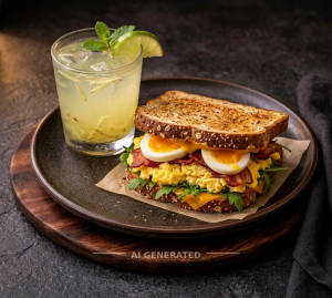 Sandwich [egg] + Ginger Lime