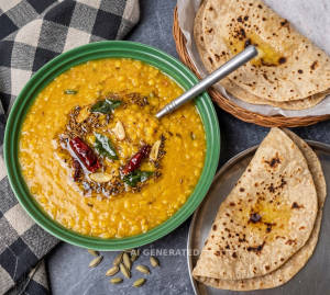 Dal Tadka + Tawa Roti (2 pieces)