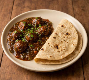 Gravy Manchurian + Tawa Roti Plain (2 pieces)