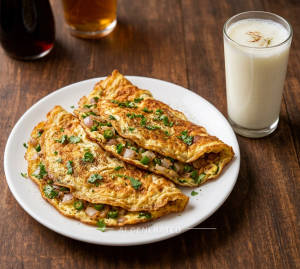 Egg Omelette Double + Lassi