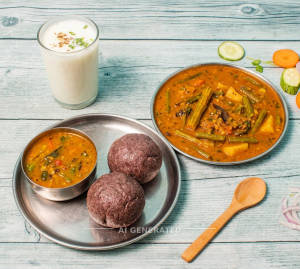 Ragi Mudde And Samber + Butter Milk