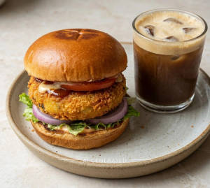 Veg aloo tikki burger + Cold coffee