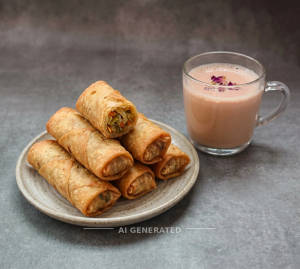 Veg Spring Roll + Rose Chai