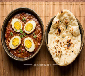 Egg Curry Full + Plain Naan (1 piece)