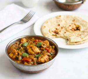 Chicken Curry + Plain Tandoori Roti (1 piece)