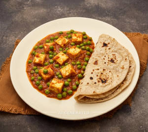 Mattar Paneer + Chapati (2 pieces)