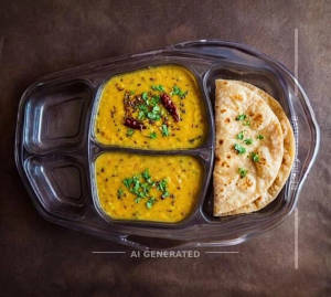 Dal Tadka + Plain Tawa Roti (2 Pieces)