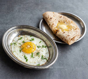 Egg Half Fry + Butter Roti (1 Piece)