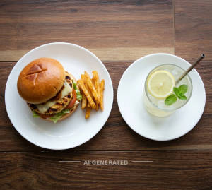 Paneer Cheese Burger + Lemon Drink