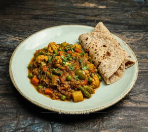 Mix Veg + Tawa Roti (2 pieces)