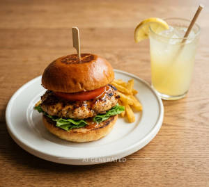 Chicken Burger + Lemon Juice