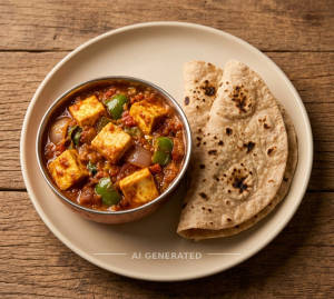 Kadai Paneer + Tawa Roti Plain (2 pieces)