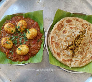 Egg Masala + Paratha Chicken uta (1 piece)
