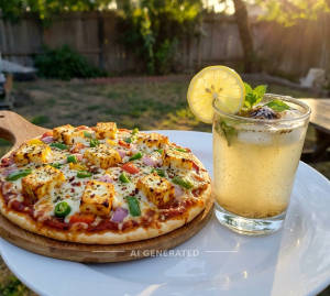 Paneer cheese pizza + Masala Shikanji