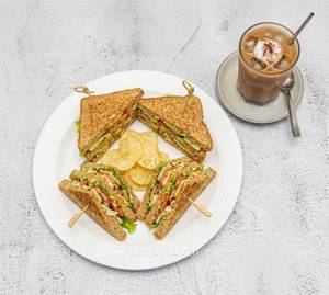 Veg Club Sandwich + Cold Coffee