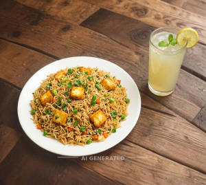 Paneer fried Rice + Lemon Juice