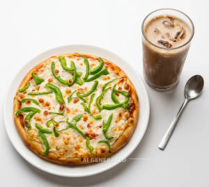 Capsicum Pizza [7 inches] + Cold Coffee
