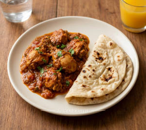 Chicken masala + Plain tandoori roti (2 pieces)