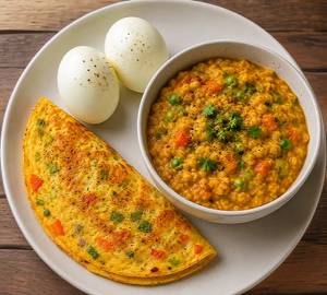 2Pcs Boil Egg +1Pcs Omelet+Masala Oats